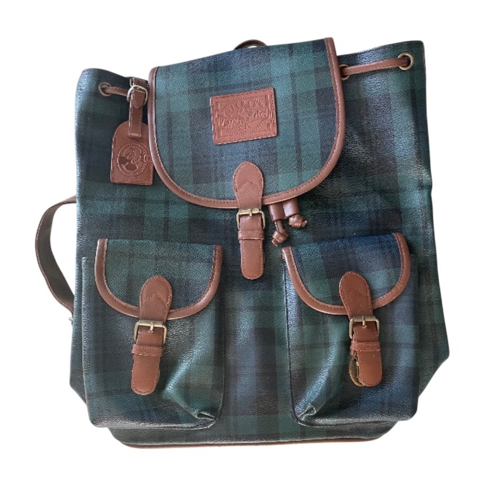 Disney Green and Brown Plaid Backpack